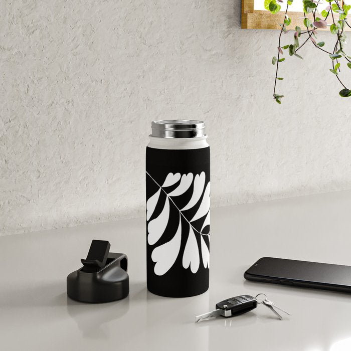 Love Palm Branch In Black  Water Bottle Gallery Image 4