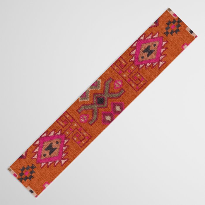 Moroccan Berber Geometric Pattern In Warm Earth Tones Table Runner Gallery Image 3