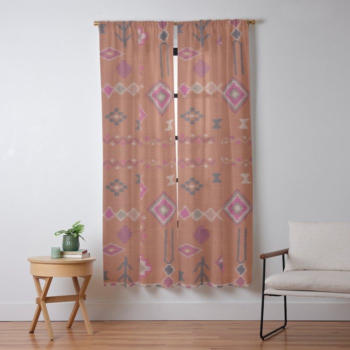 Moroccan Berber Geometric Pattern In Warm Earth Tones Window Curtain Gallery Image 13