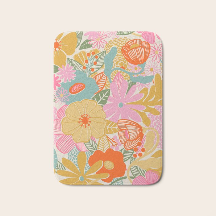 60's Retro Floral Bath Mat Gallery Image 1