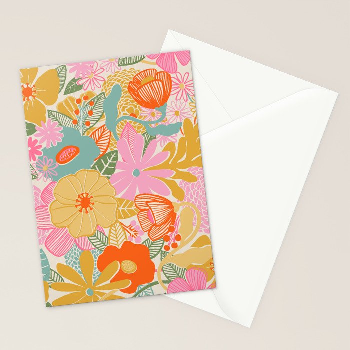 60's Retro Floral Stationery Card Gallery Image 2