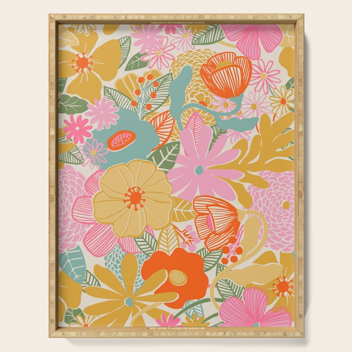 60's Retro Floral Serving Tray Gallery Image 1