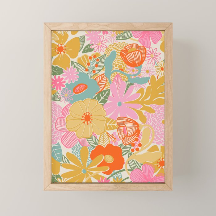 60's Retro Floral Mini Art Print Gallery Image 1