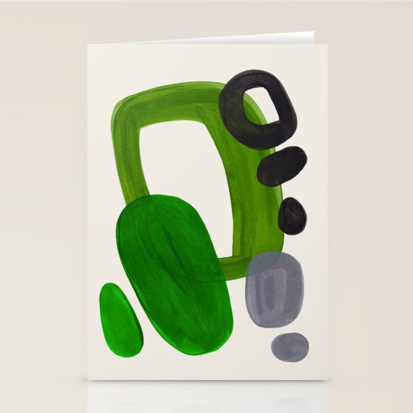 Minimalist Modern Mid Century Colorful Abstract Shapes Olive Green Retro Funky Shapes 60's Vintage Stationery Card Gallery Image 2