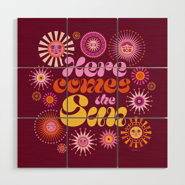 Here Comes the Sun - Pink and Magenta Wood Wall Art Gallery Image 1