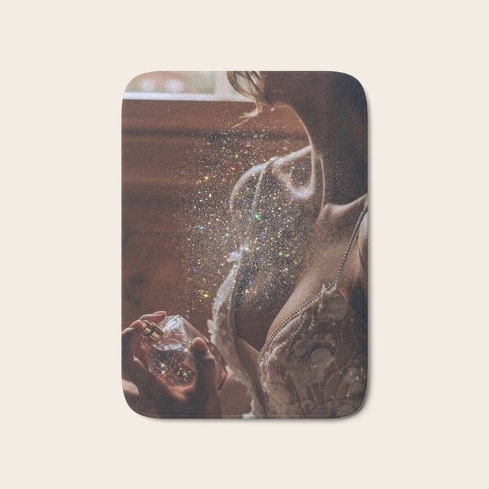 MAGIC IN ACTION | woman | perfume | Parisian | dark | evening | date | aesthetic | vintage | retro  Bath Mat Gallery Image 1