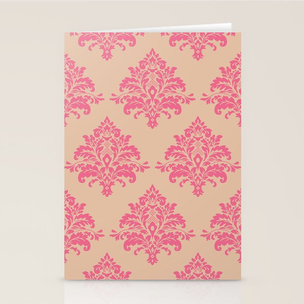 Vintage Pink Damask Pattern Stationery Card Gallery Image 2