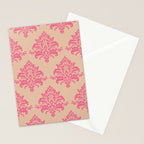 Vintage Pink Damask Pattern Stationery Card Gallery Image 2
