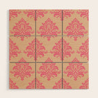 Vintage Pink Damask Pattern Wood Wall Art Gallery Image 1
