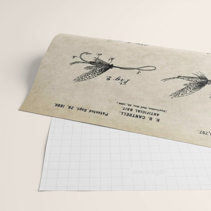 Vintage Rainbow Trout Fly Fishing Lure Patent Game Fish Identification Chart Wrapping Paper Gallery Image 2