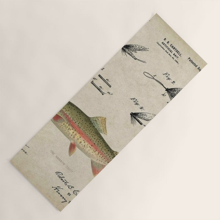 Vintage Rainbow Trout Fly Fishing Lure Patent Game Fish Identification Chart Yoga Mat Gallery Image 1