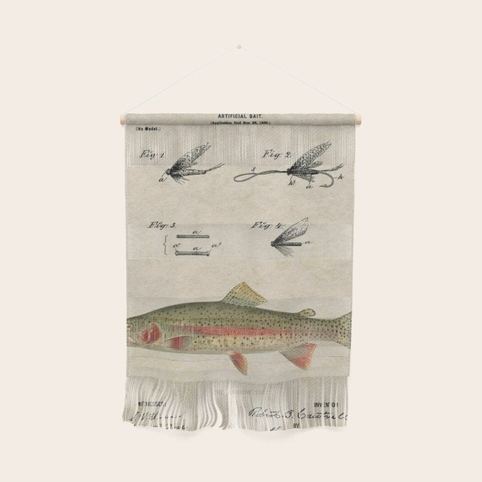 Vintage Rainbow Trout Fly Fishing Lure Patent Game Fish Identification Chart Wall Hanging Gallery Image 1