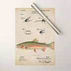Vintage Rainbow Trout Fly Fishing Lure Patent Game Fish Identification Chart Wrapping Paper Gallery Image 1