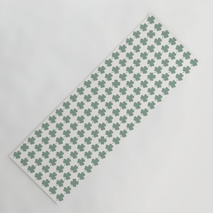 Clovers XXXII Sage Green Botanical Pattern Yoga Mat Gallery Image 1
