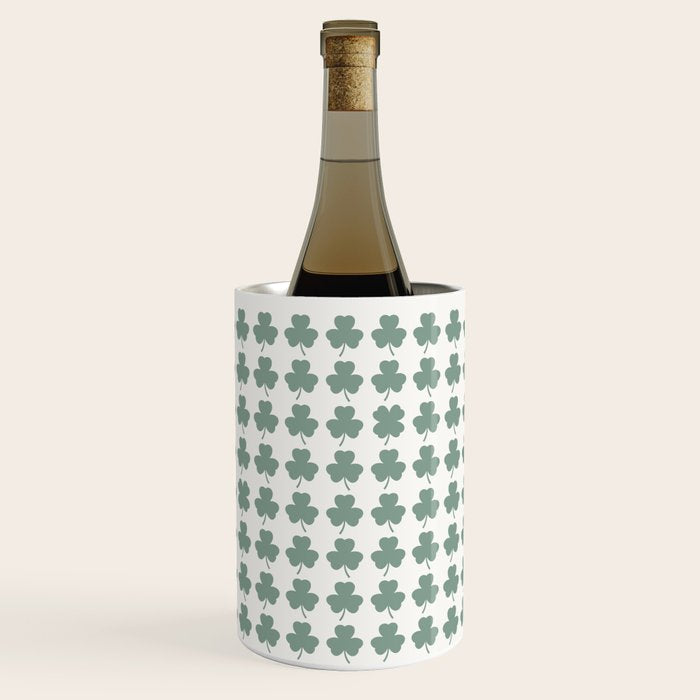 Clovers XXXII Sage Green Botanical Pattern Wine Chiller Gallery Image 3