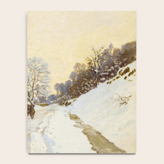 Claude Monet Impressionist Landscape Oil Painting A Cart on the Snowy Road at Honfleur Notebook Gallery Image 4