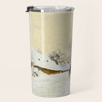 Claude Monet Impressionist Landscape Oil Painting A Cart on the Snowy Road at Honfleur Travel Mug Gallery Image 3