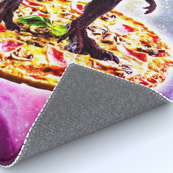 Tyrannosaurus Rex Dinosaur Riding Pizza In Space Rug Gallery Image 4