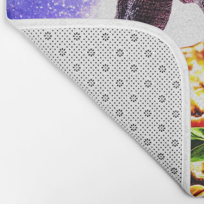 Tyrannosaurus Rex Dinosaur Riding Pizza In Space Bath Mat Gallery Image 2
