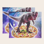 Tyrannosaurus Rex Dinosaur Riding Pizza In Space Placemat Gallery Image 1