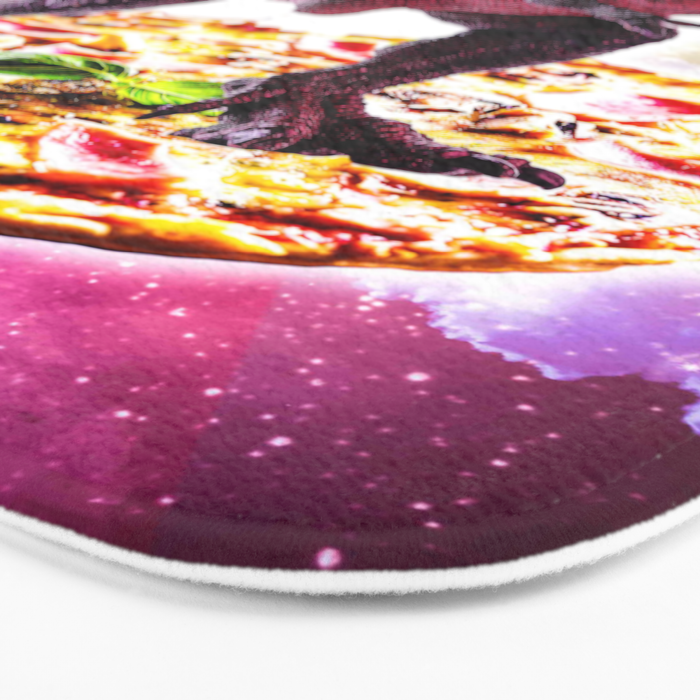 Tyrannosaurus Rex Dinosaur Riding Pizza In Space Bath Mat Gallery Image 3