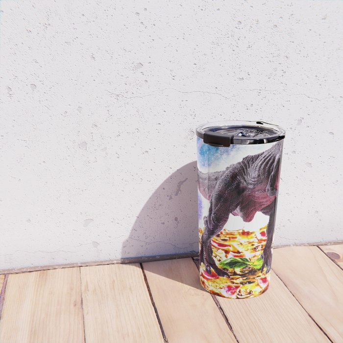 Tyrannosaurus Rex Dinosaur Riding Pizza In Space Travel Mug Gallery Image 4