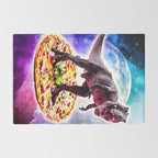Tyrannosaurus Rex Dinosaur Riding Pizza In Space Rug Gallery Image 2