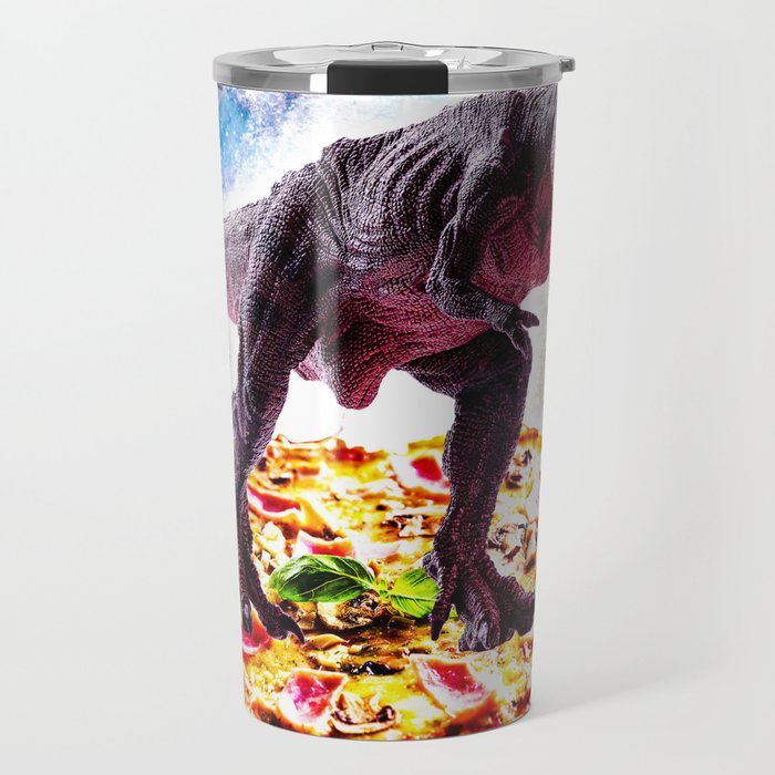 Tyrannosaurus Rex Dinosaur Riding Pizza In Space Travel Mug Gallery Image 1