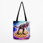 Tyrannosaurus Rex Dinosaur Riding Pizza In Space Tote Bag Gallery Image 2
