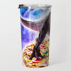 Tyrannosaurus Rex Dinosaur Riding Pizza In Space Travel Mug Gallery Image 3