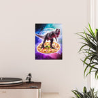 Tyrannosaurus Rex Dinosaur Riding Pizza In Space Poster Gallery Image 2