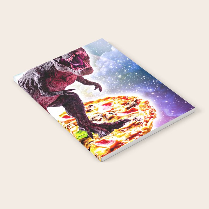 Tyrannosaurus Rex Dinosaur Riding Pizza In Space Notebook Gallery Image 2