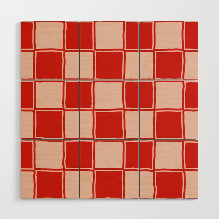 cola red checker Wood Wall Art Gallery Image 1