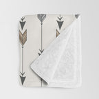 Vertical Arrow Patterns - Cream and Neutral Earth Tones Throw Blanket Gallery Image 3