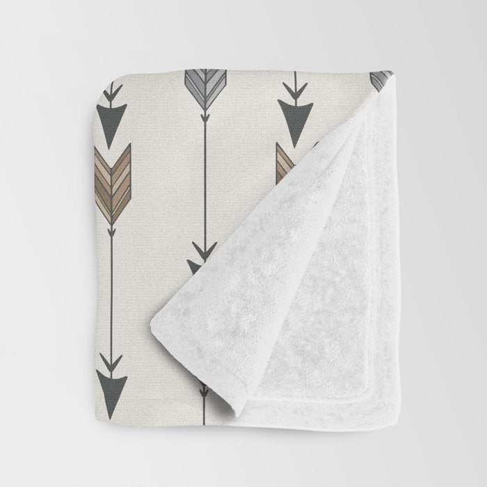 Vertical Arrow Patterns - Cream and Neutral Earth Tones Throw Blanket Gallery Image 3