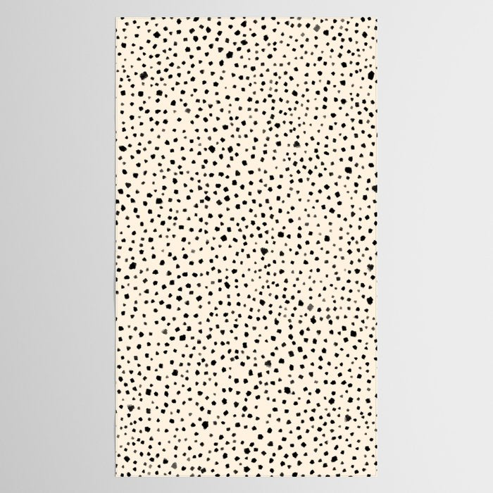 Painted Smudge Dots Organic Pattern in Black and Almond Cream Tablecloth Gallery Image 2