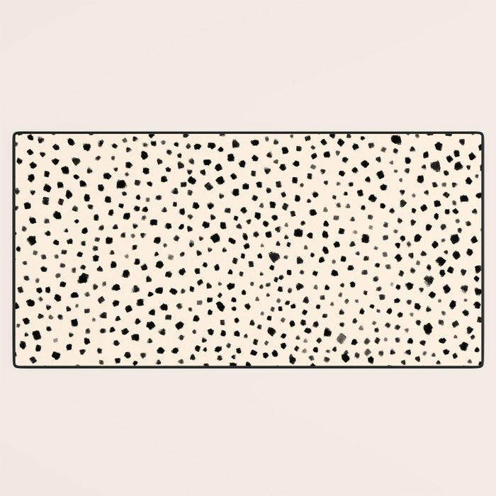 Painted Smudge Dots Organic Pattern in Black and Almond Cream Desk Mat Gallery Image 3