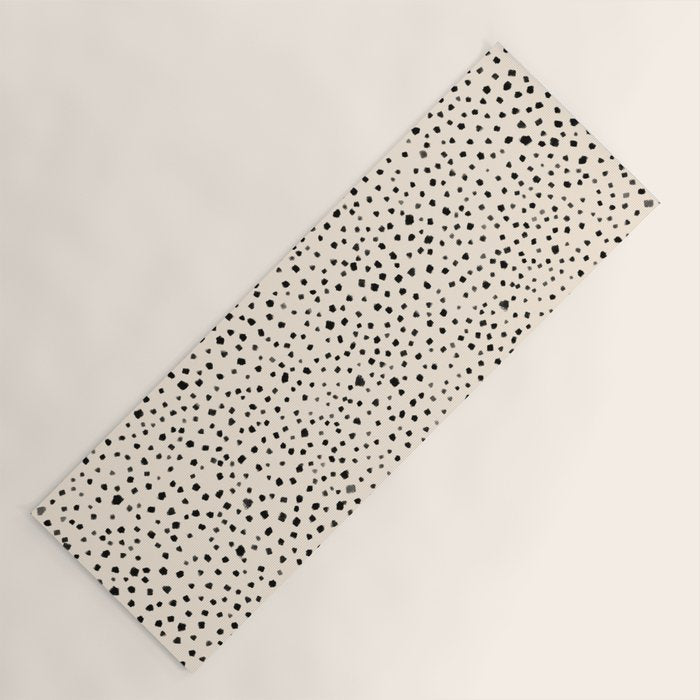 Painted Smudge Dots Organic Pattern in Black and Almond Cream Yoga Mat Gallery Image 1