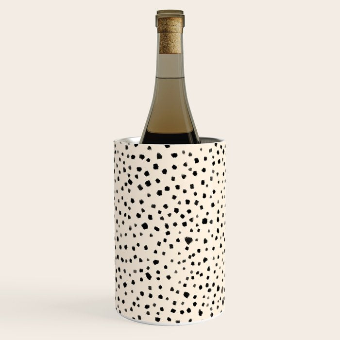 Painted Smudge Dots Organic Pattern in Black and Almond Cream Wine Chiller Gallery Image 1