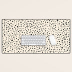 Painted Smudge Dots Organic Pattern in Black and Almond Cream Desk Mat Gallery Image 1