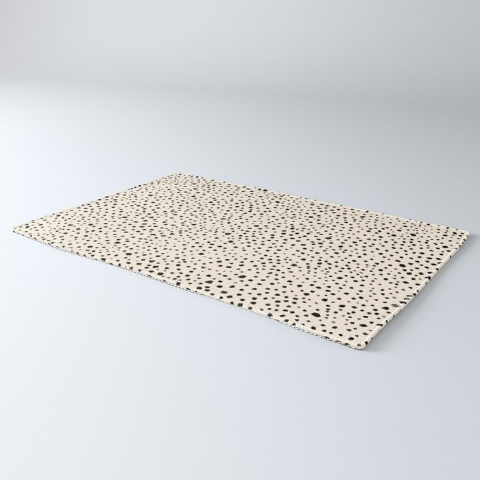 Painted Smudge Dots Organic Pattern in Black and Almond Cream Rug Gallery Image 3