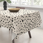 Painted Smudge Dots Organic Pattern in Black and Almond Cream Tablecloth Gallery Image 3
