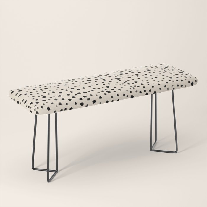Painted Smudge Dots Organic Pattern in Black and Almond Cream Bench Gallery Image 1