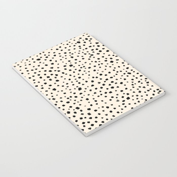 Painted Smudge Dots Organic Pattern in Black and Almond Cream Notebook Gallery Image 3