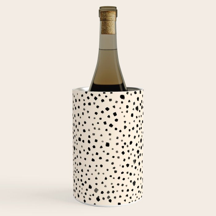 Painted Smudge Dots Organic Pattern in Black and Almond Cream Wine Chiller Gallery Image 3