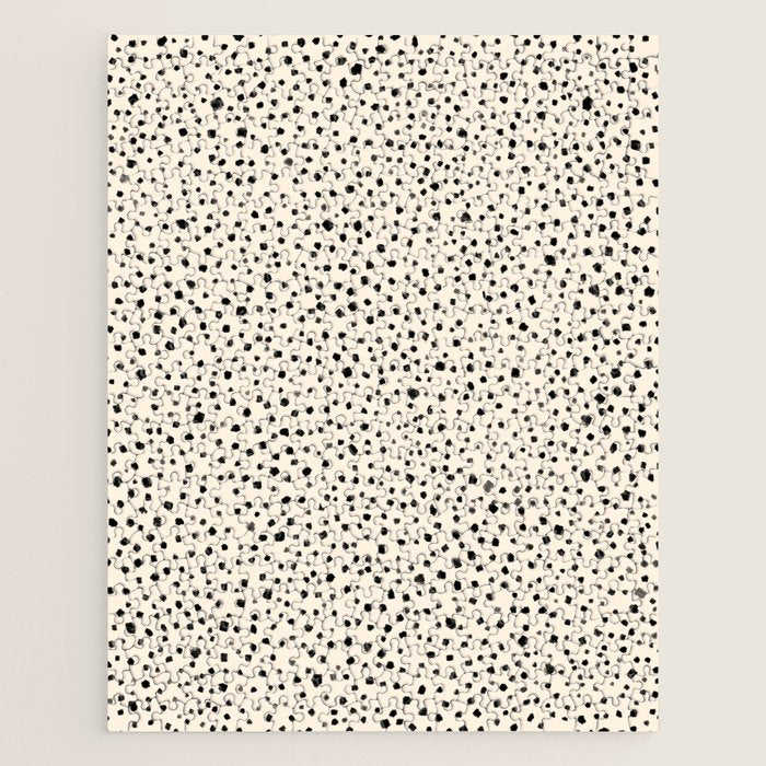 Painted Smudge Dots Organic Pattern in Black and Almond Cream Jigsaw Puzzle Gallery Image 1