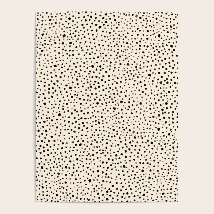 Painted Smudge Dots Organic Pattern in Black and Almond Cream Poster Gallery Image 4