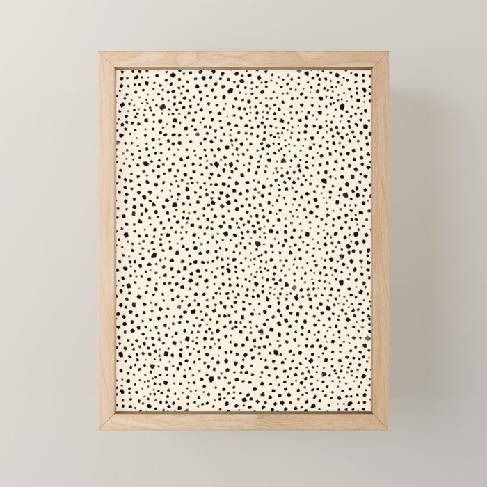Painted Smudge Dots Organic Pattern in Black and Almond Cream Mini Art Print Gallery Image 1