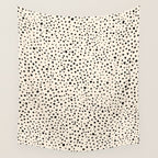 Painted Smudge Dots Organic Pattern in Black and Almond Cream Wall Tapestry Gallery Image 4