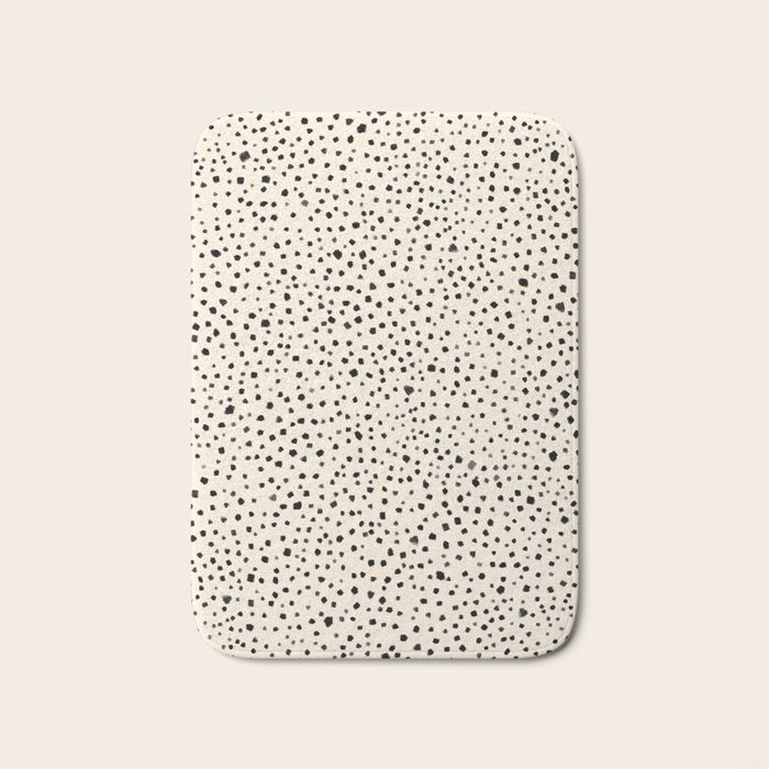 Painted Smudge Dots Organic Pattern in Black and Almond Cream Bath Mat Gallery Image 1